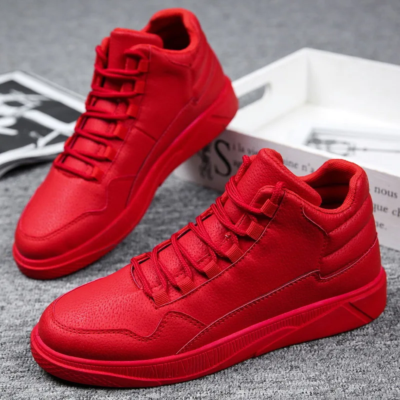 Boat Shoe Leather - Keep Warm Men's Red High-Top Leather