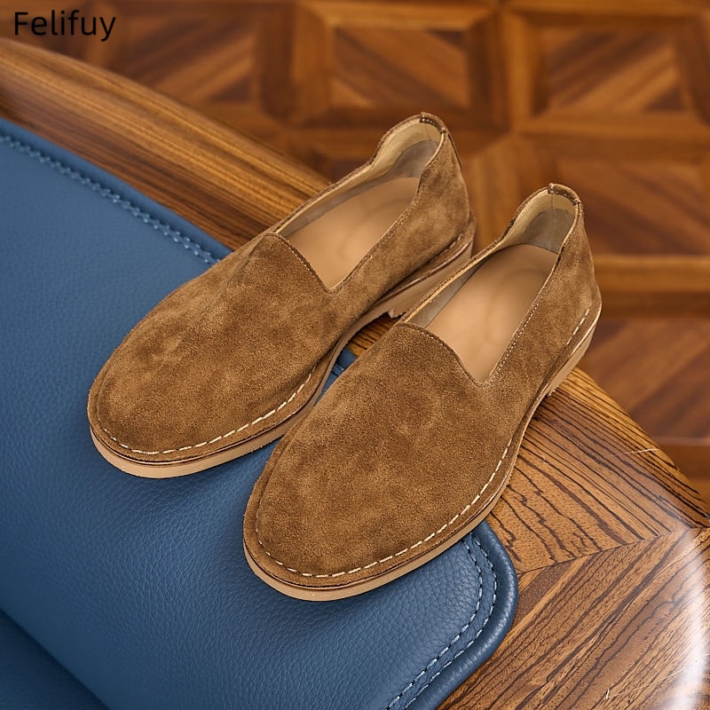 Boat Shoe Leather - Cow Suede Man Loafers Luxury Genuine