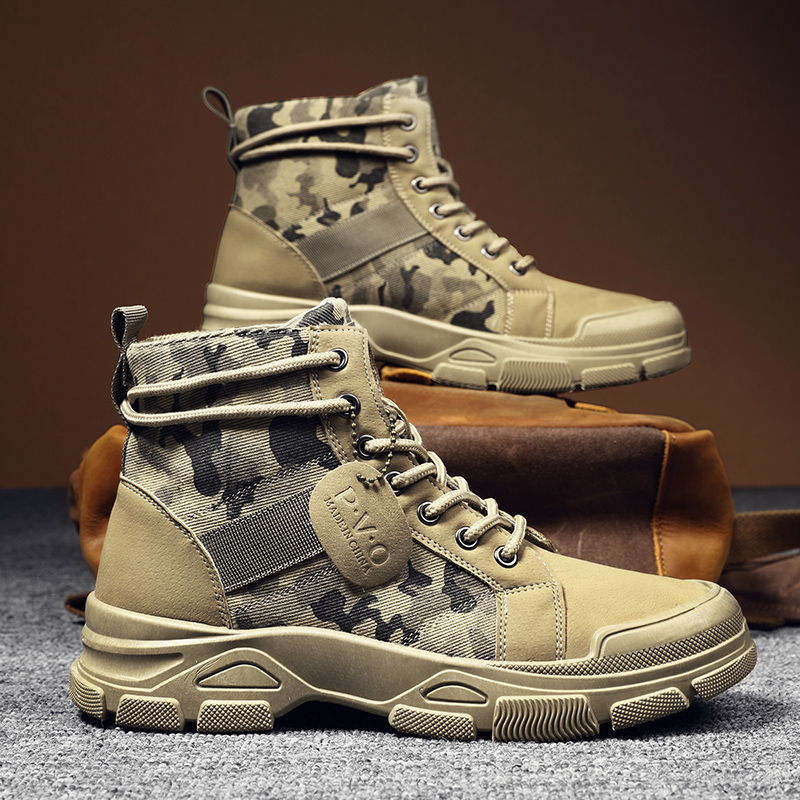 Men Shoes Office - High-Top Boots for Men Autumn Camouflage