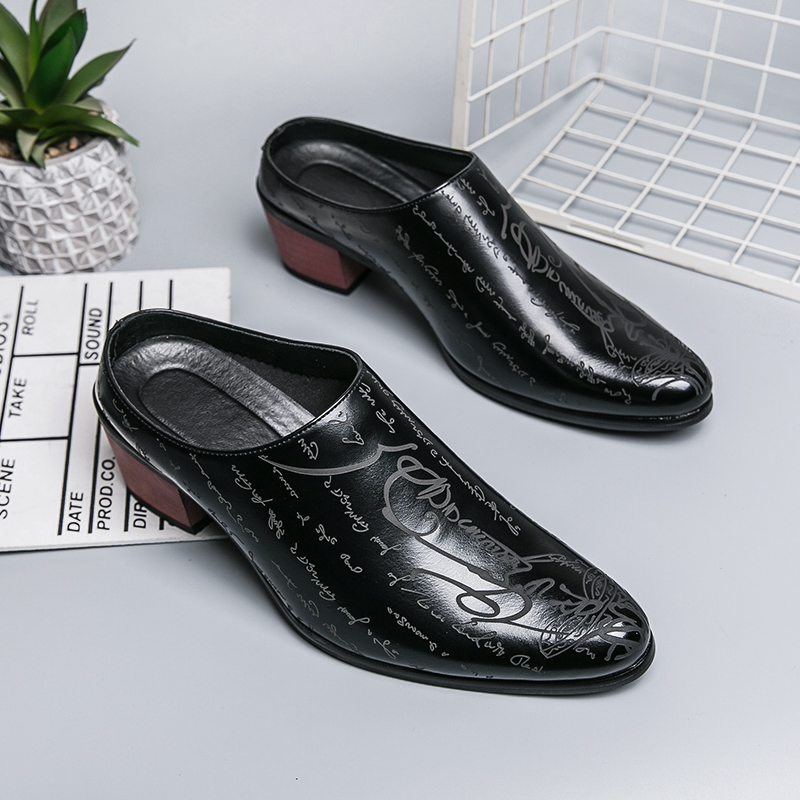 Men Brown Leather Mules Slippe - огляд і ціна Men Shoes Office